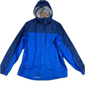 LL Bean Light Blue TEK Trail Model Wind Rain‎ Hooded Jacket Men's S - EUC